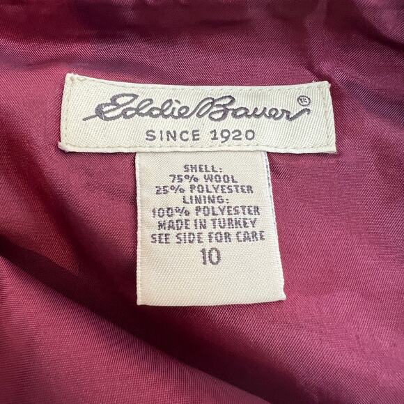 Vtg Eddie Bauer Wool Blanket Wrap Skirt Sz 10 Cranberry Red Multi Stripe Long - Picture 7 of 11